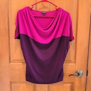 Express Color Block Short Sleeve Top Size Small